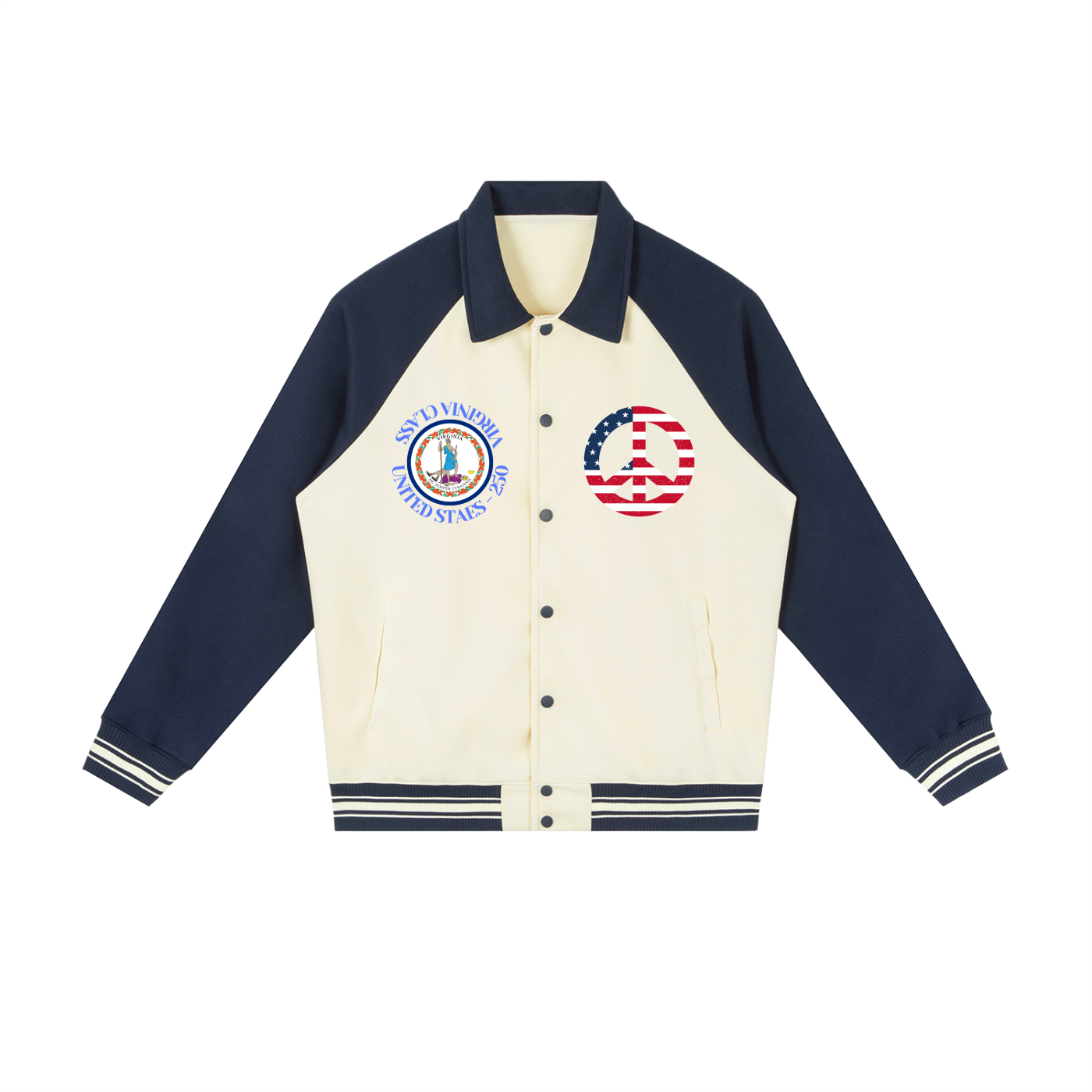 Contrast Raglan Sleeve Baseball Jacket